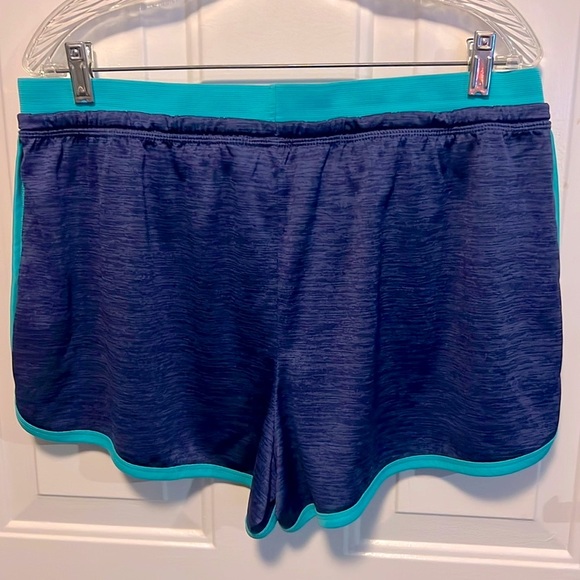JUST BE 🏃‍♀️ NAVY BLUE & TEAL ELASTIC WAIST ATHLETIC RUNNING SHORTS Women’s XL - Picture 3 of 4